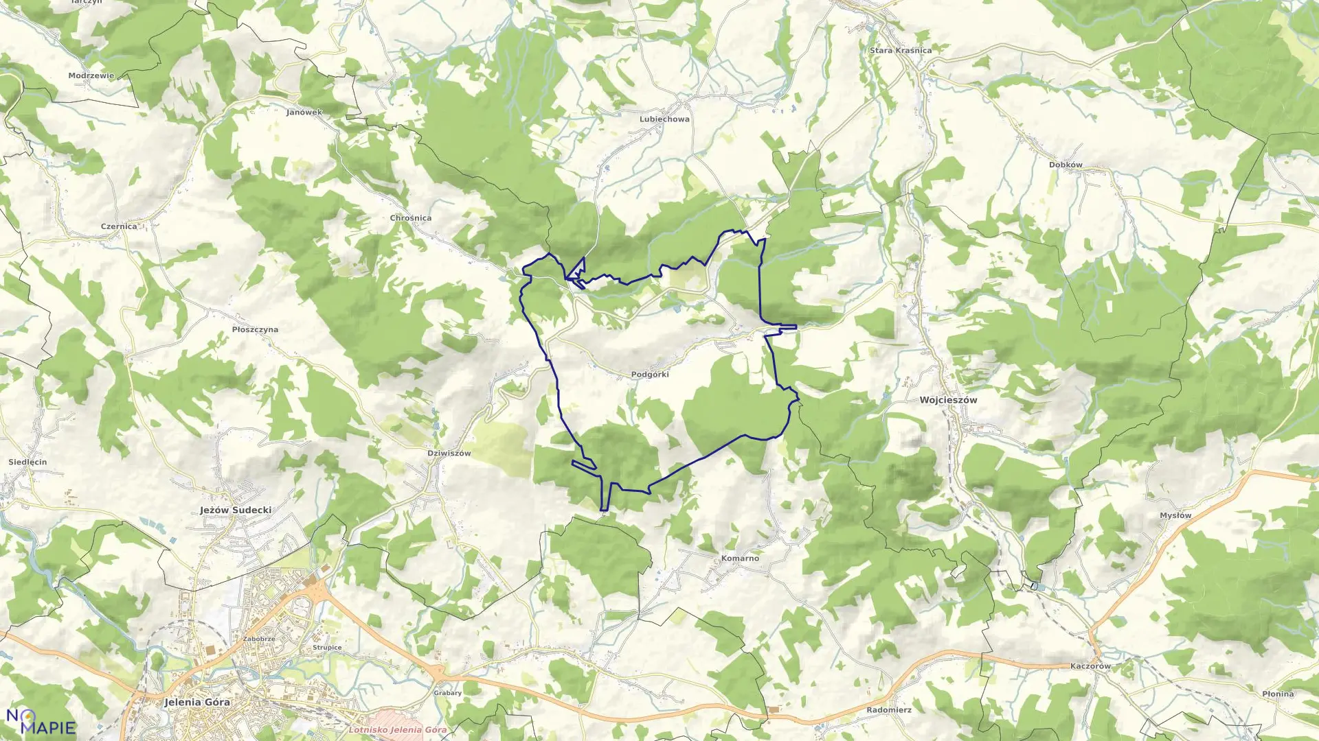 Mapa obrębu Podgórki w gminie Świerzawa