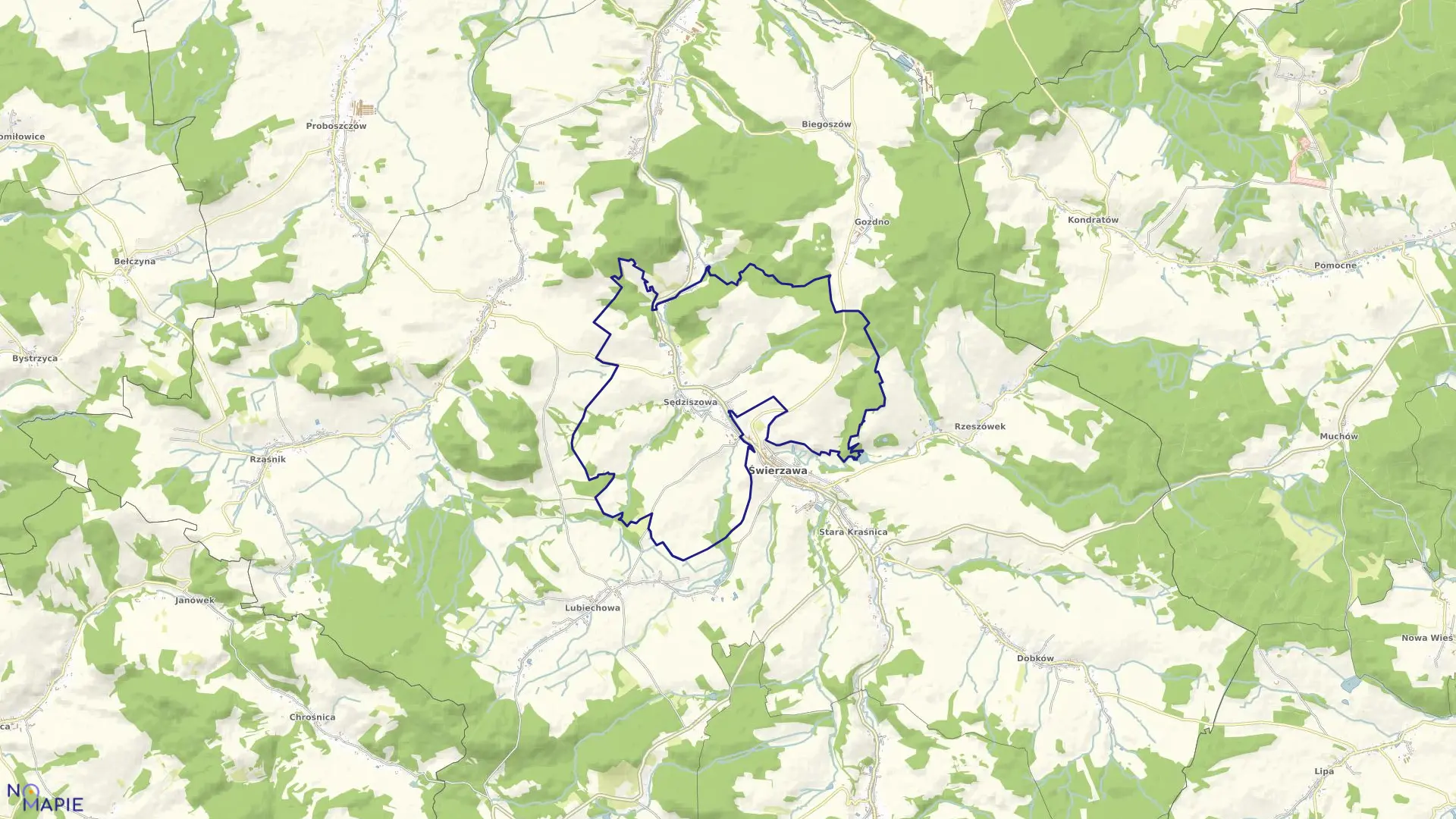 Mapa obrębu Sędziszowa w gminie Świerzawa